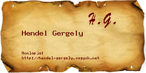 Hendel Gergely névjegykártya
